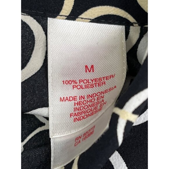 Meg Allen Black & White Circle Print Button-Up Blouse Long Sleeves Shirt Size M - Picture 6 of 8